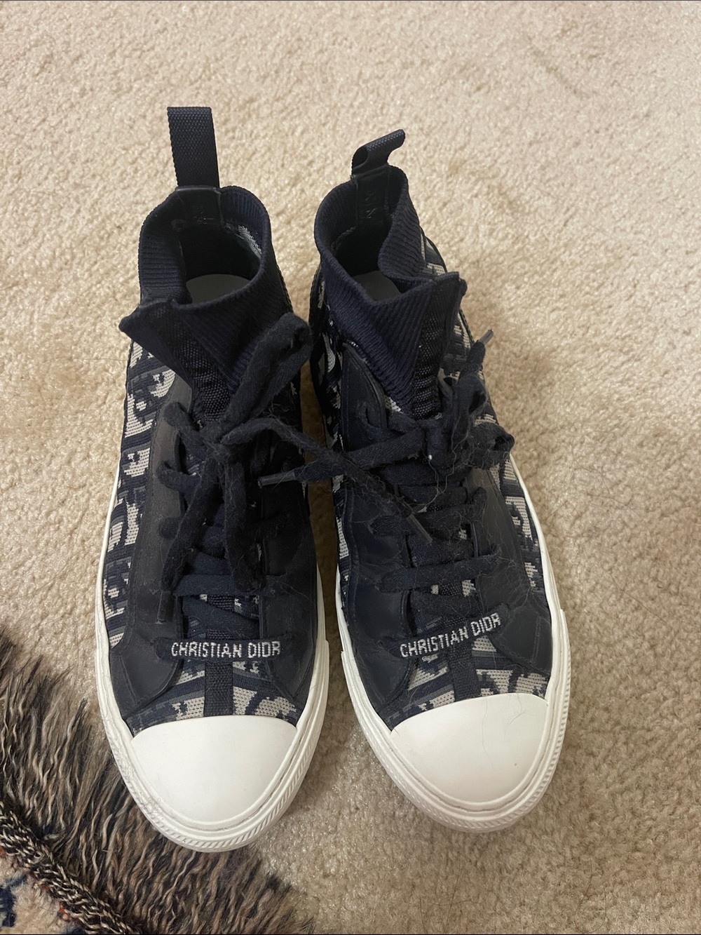 Dior Navy and White High-Top Sneakers